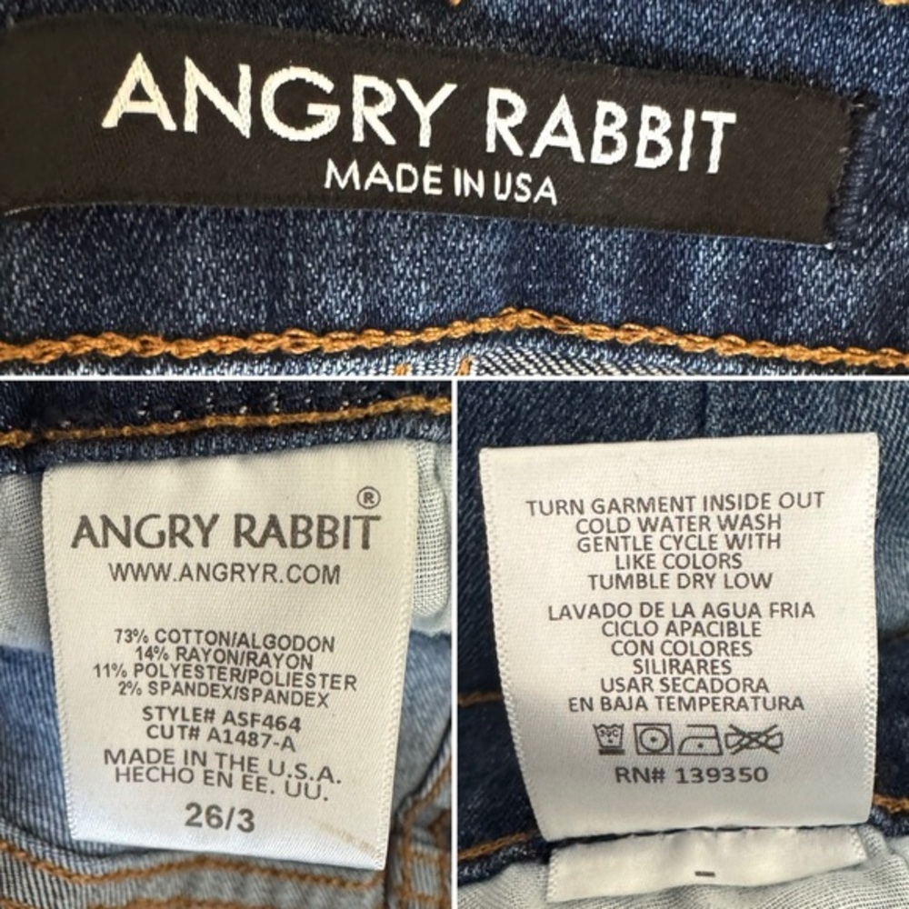Angry Rabbit flare jeans dark wash mid rise 26/3‎ - Picture 10 of 11